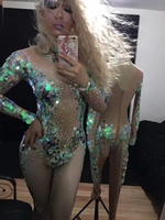 Sexy sirène Performance Cosplay Costume danse justaucorps strass paillettes une pièce body dames scène Performance combinaison