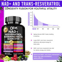 Capsules NAD+ personnalisées avec Resveratrol, Berberine, Fisetin, Quercétine, Supplément NAD pour un regain d'énergie et un soutien immunitaire