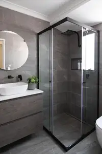 Reachingbuild Black Aluminum Frame Walk-in Shower Room Sliding Shower Screen For Bathroom