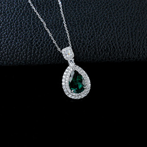 925 Silver Cultivated Emerald <b>Necklace</b> Lab-Created Luxury Jewelry High-End Elegant Classic Style Banquet and Ceremony H - Product Image 5