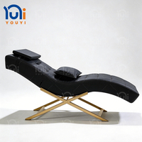 Table de massage réglable en cuir PU avec cadre métallique et éponge haute densité pour spas et salons, forme en S