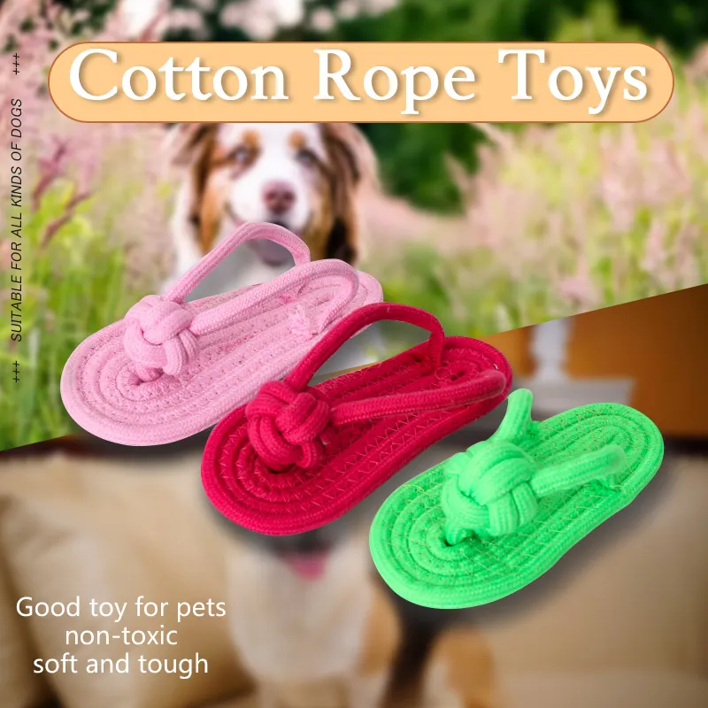 Grosir sandal tali katun lembut kunyah hewan peliharaan anjing mainan anak anjing