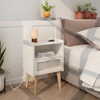 Schöne Farbe Moderner Nachttisch mit Glass chu blade zum Dekorieren des funktionalen Nachttisches mit aufladen dem Holz schrank