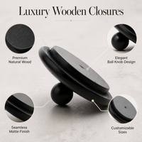 Couvercle en bois noir mat de luxe avec bouton à bille, capuchon de pot en bois naturel personnalisé avec logo pour emballage de bougies et cosmétiques en gros