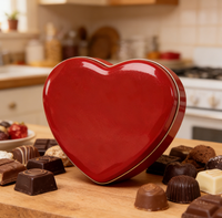 Boîte en étain imprimée en forme de cœur pour la Saint-Valentin, design JH Sweet, pour bonbons, chocolat, chewing-gum et conservation du pain, cadeaux souvenirs