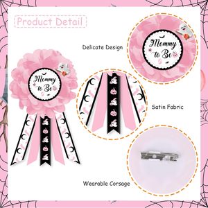 Ensemble de ceinture de maternité et broche de corsage rose et noir pour Halloween et baby shower, avec motif 'Un bébé se prépare', pour future maman et future <span class=keywords><strong>papa</strong></span> - Product Image 3