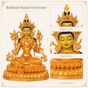 Statue <span class=keywords><strong>d</strong></span>'<span class=keywords><strong>ange</strong></span> Tara verte moderne faite à la main, sculpture bouddhiste tibétaine en laiton doré avec auréole pour temple, autel, <span class=keywords><strong>d</strong></span>écoration intérieure - Product Image 4