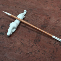 Pinceau de calligraphie chinoise avec impression de logo personnalisé, manche en bois durable, style traditionnel chinois, cadeau promotionnel