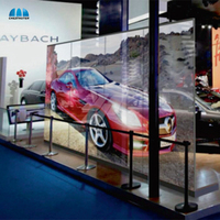 Écran LED transparent avec film cristallin, affichage publicitaire holographique invisible avec fonction d'animation