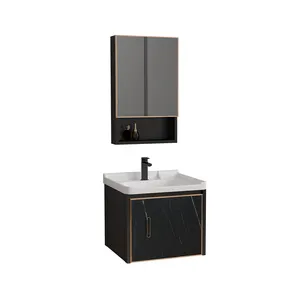 The latest modern design ceramic basin with mirror bathroom cabinet wall mounted vanity with cheap price 500mm bathroom cabinet