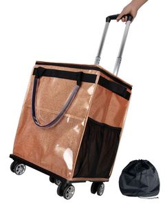 Chariot de courses pliable portable en polyester avec fermeture éclair, vente directe usine, idéal pour le marché chinois - Product Image 6