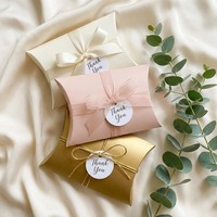 Boîte à dragées personnalisée en gros pour mariage, bonbons, chocolats, boîte en papier en forme d'oreiller pour fête, petit cadeau de remerciement