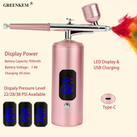 Pistolet Aérographe Portable 38PSI avec Écran LCD, Kit Aérographe Sans Fil pour Ongles, Compresseur d'Aérographe Automatique pour Peinture d'Art Ongulaire