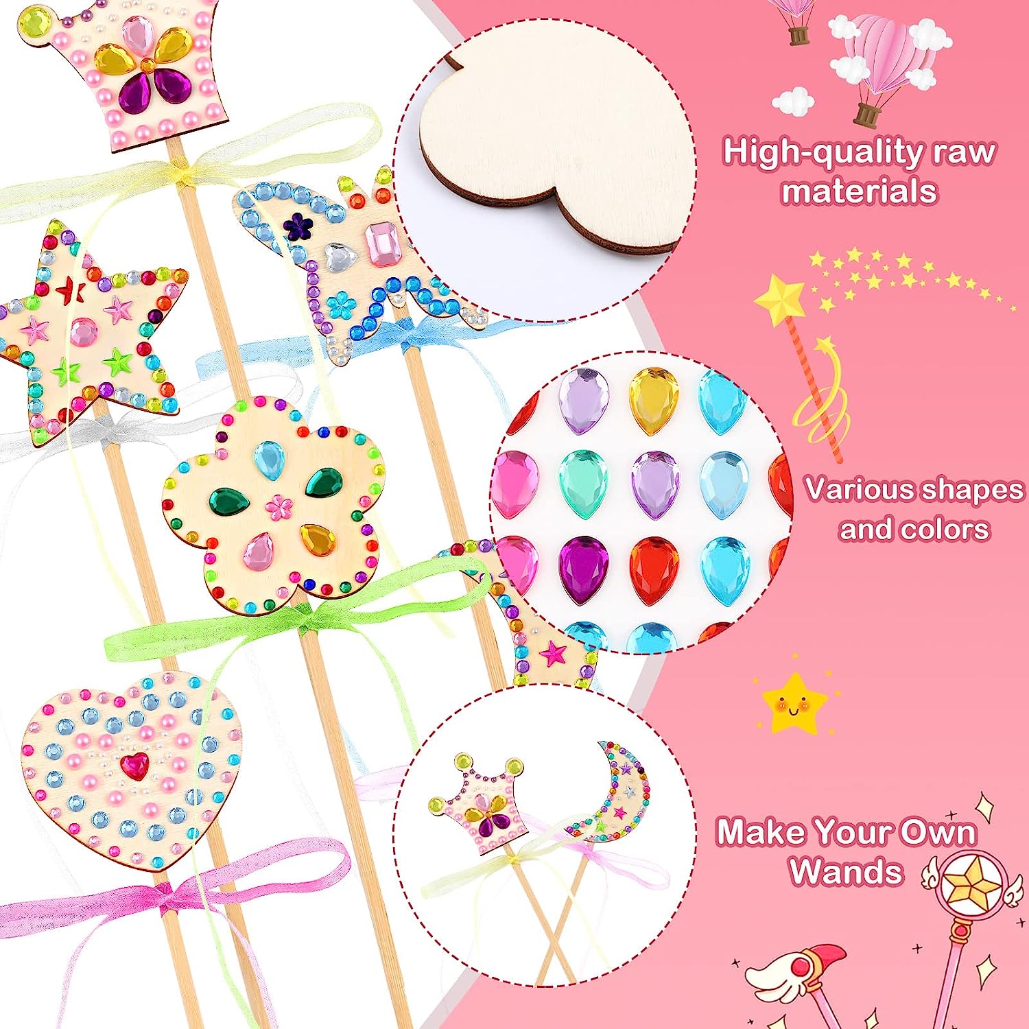 Set di 12 bacchette magiche per bambini, bacchette magiche fai da te per bambini, bacchette magiche