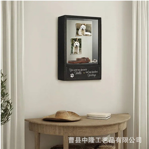 Pet Photo <b>Frame</b> Wooden Wall Mounted Dog Collar Storage Memorial Box Animal Urn Rectangle Digital Printing - Product Image 1