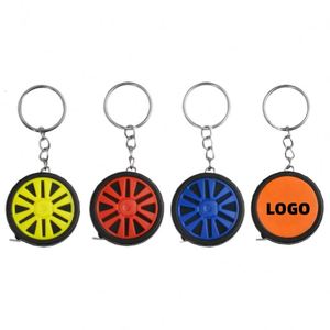 Mini mètre ruban de poche porte-clés rétractable en acier au carbone 1m 3ft en forme de pneu de voiture, outil de mesure portable, promotion automobile - Product Image 1