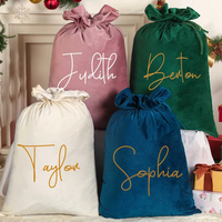 Bolsa de Terciopelo Cuadrada Personalizada de Lujo para Dulces de Navidad y Ramadán, con Nombres Sublimados, Saco de Santa, Gran Venta