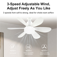 Ventilador de Techo Silencioso con Forma de Flor, Material ABS, Compacto, Profesional, 3 Velocidades Ajustables, Ventilador con Bombilla Eléctrica para el Hogar