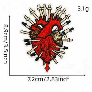 Patchs Cœur Thermocollants en Feutre Non Tissé Brodé Écologique, Style Gothique Bohème Anatomique Fantaisie, pour Chapeaux - Product Image 4