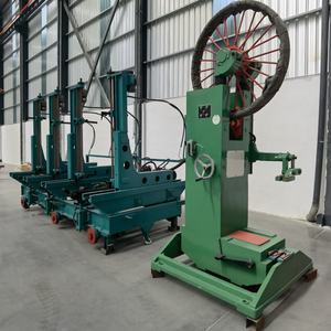 Sierra de cinta para madera, máquina aserradora semiautomática hidráulica neumática con carro para troncos - Product Image 5