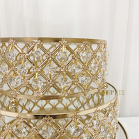 Décoration de table de dessert de mariage, support rond pour gâteau de dessert, support créatif en fer doré et en verre pour gâteau de mariage