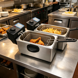 Friteuse électrique de grande capacité en acier inoxydable, machine à frire commerciale, minuterie et contrôle de la température, cuisson polyvalente E - Product Image 3