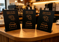 Carte NFC personnalisée pour les commentaires Google avec code QR, support en bois et plaque en PVC pour restaurant, hôtel, commerce de détail, support de menu avec code QR