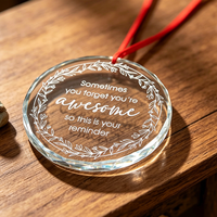 Cadeau souvenir de Noël personnalisé, pendentif en cristal de verre transparent gravé au laser, style antique, décoration suspendue pour la maison, le jardin et le sapin de Noël