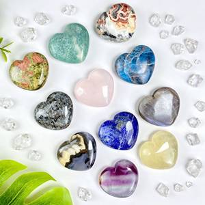 Cuori di Cristallo all'Ingrosso per Artigianato, 1,57 Pollici, Citrino, Quarzo Rosa, Agata, Fluorite, per Collane Fai-da-Te, Ciondoli, Regali - Product Image 2