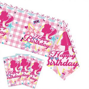 Nuevo Mantel Desechable <span class=keywords><strong>de</strong></span> Papel Plástico Impermeable con Diseño a Cuadros Rosa <span class=keywords><strong>para</strong></span> Fiestas <span class=keywords><strong>de</strong></span> <span class=keywords><strong>Niñas</strong></span> - Product Image 1