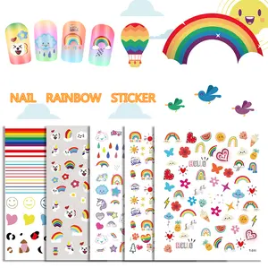 New rainbow nail art sticker paper tape back gule nail art sticker