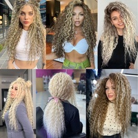 Lot de 3 extensions de cheveux tressés au crochet de 300 grammes, couleur gris, 22 pouces, Ariell Deep Water Twist, blond piano bouclé, haute température