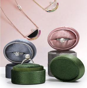 Oval gift set engagement proposal Birthday Anniversary pendant jewelry display case velvet custom double white ring boxes