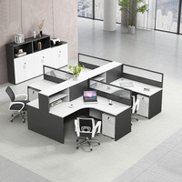 Poste de travail modulaire pour 4 à 8 personnes, système de bureaux en cellules avec cadre en aluminium et cloison en tissu mélaminé pour espace de travail d'entreprise