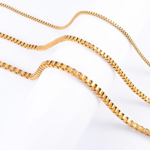 Collier long en acier inoxydable, chaîne à maillons carrés, accessoires de bijoux pour femmes et hommes, plaqué or, collier ras du cou - Product Image 1