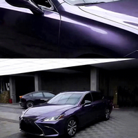 Vinyle Adhésif pour Voiture Gris Violet Métallisé Brillant en PET, Rouleau Complet 1,52x16M/5x55FT, Vente en Gros Directe Usine de Guangzhou, Autocollants pour Voiture