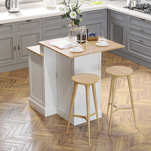 Tabletop, <strong>Island</strong> Table with Adjustable Shelves and Drawers, White - Product Image 2