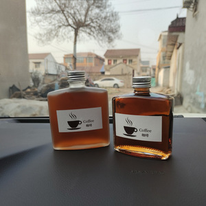 Bán Buôn 100Ml <span class=keywords><strong>200Ml</strong></span> Nước Ép Cà Phê Phẳng Vuông Chai Thủy Tinh Với Vít Nắp Nhôm Cho Rượu Bao Bì Biểu Tượng Tùy Chỉnh - Product Image 6