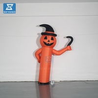 Halloween Fantôme Décoration Gonflable Led Lumière Diable Sorcière Chapeau Citrouille Homme Modèle avec Faucille à Main