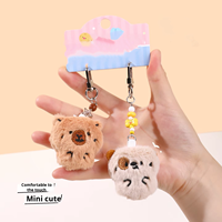 Porte-clés en peluche avec mousqueton, véritable chiot capybara, cordon, pendentif de poupée mignon, cadeau de remise de diplôme écologique, breloque, vente en gros, personnalisable