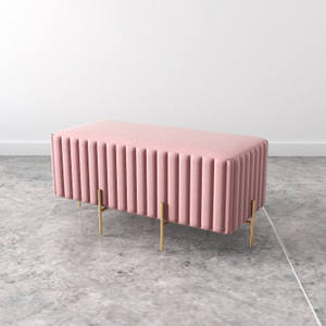 Poggiapiedi Moderno per Soggiorno e Camera da Letto, Pouf Rettangolare con Gambe Dorate, Panca per Divano - Product Image 2