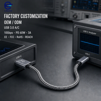 LUNG KAY Memproduksi Kabel USB 3.0 a ke C Profesional 10Gbps PD 60W 3A Kabel Data Berlapis untuk Laptop SSD Kamera Kustom OEM ODM