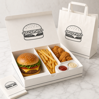 Emballage alimentaire écologique personnalisé en carton ondulé pour camion de restauration rapide, burgers, frites, poulet frit, avec revêtement UV évanescent