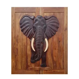 Kenya Villa Estate double carved elephant appearance main entrance solid wood door carved design