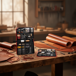 Kit de herramientas para trabajar el cuero, 61 piezas, para grabar, perforar, estampar y coser artesanías de cuero - Product Image 2