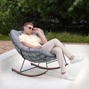 Modern Comfortable <strong>Recliner</strong> Rocking <strong>Chair</strong> with Stainless Steel Frame and PE Wicker <strong>Rattan</strong> for Bedroom Hotel Outdoor Use - Product Image 2