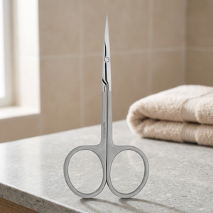 Petits ciseaux à sourcils en acier inoxydable, lames courbées et affûtées, pour la beauté, la coupe des poils du visage, des cils et du maquillage des sourcils, pour droitiers - Product Image 2