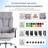 Chaise de bureau de direction ergonomique de luxe à dossier haut en tissu gris avec repose-pieds confortable et inclinable pour la maison et le bureau