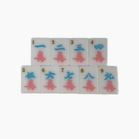 Jeu de Mahjong Américain Rose Pastel et Bleu Pailleté Pagode Dragon 160 Tuiles Acrylique Blanc Ivoire Loisirs et Divertissement en Famille