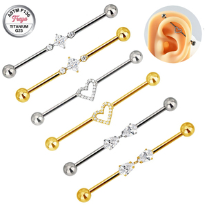 Bijoux de <span class=keywords><strong>piercing</strong></span> tendance : Boucle d'<span class=keywords><strong>oreille</strong></span> en titane ASTM-F136 G23 à filetage externe pour cartilage, barbell <span class=keywords><strong>industriel</strong></span> pour l'<span class=keywords><strong>oreille</strong></span> - Product Image 1